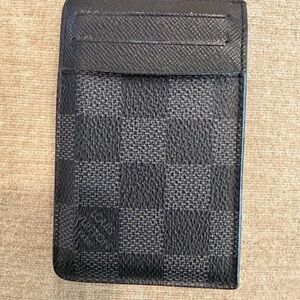 Louis Vuitton Black and Gray Checkered Card Holder